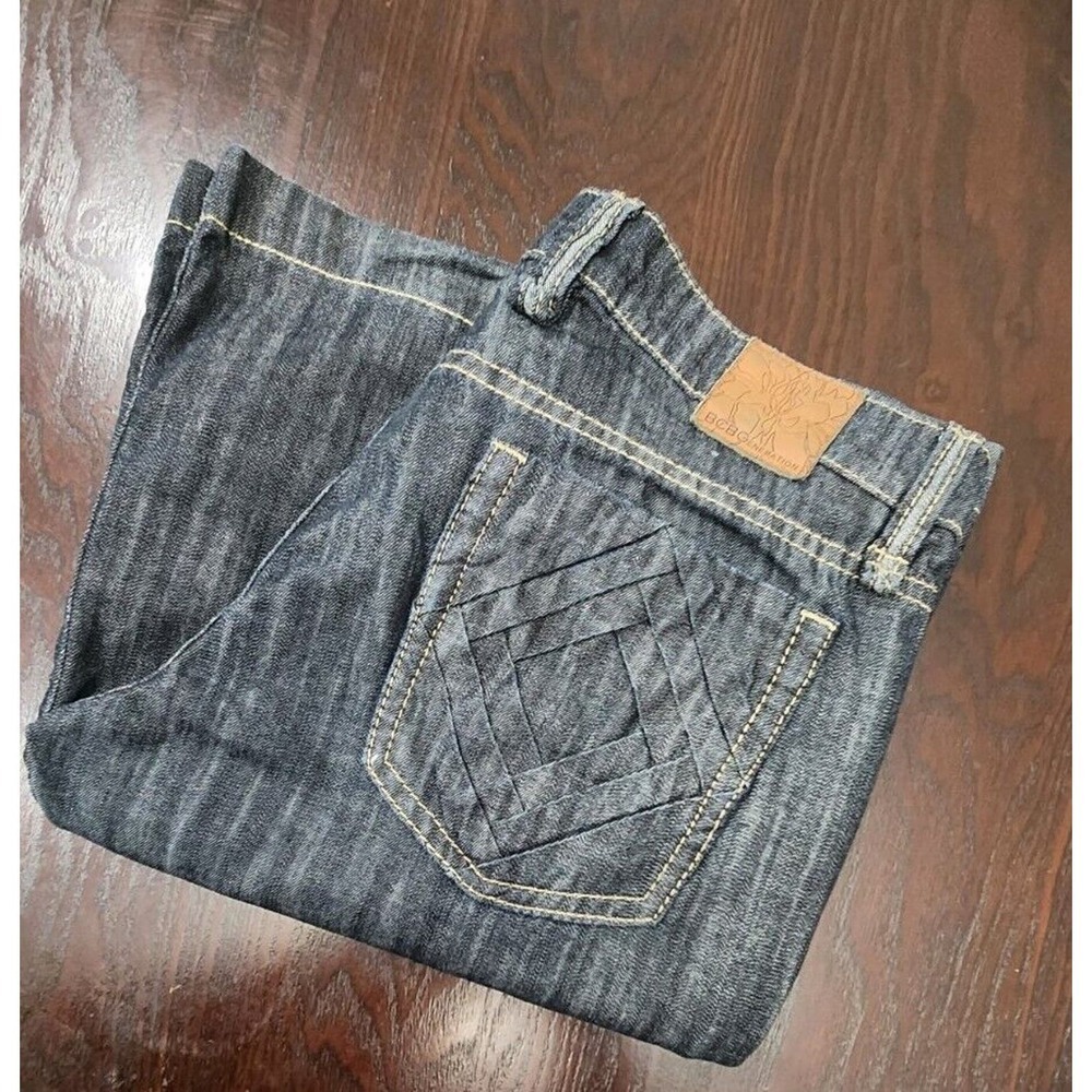 BCBG Jeans Size 28 Womens Wide Leg Vintage Low‎ Rise Dark Wash Blue Denim